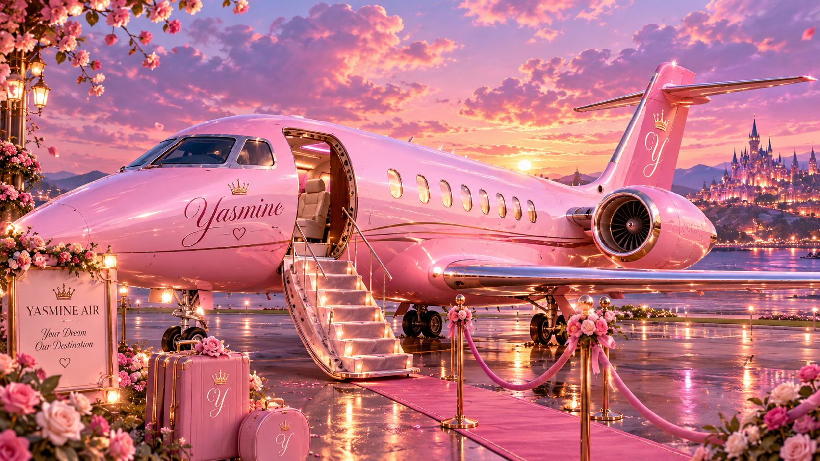 Yasmine Air pink private jet